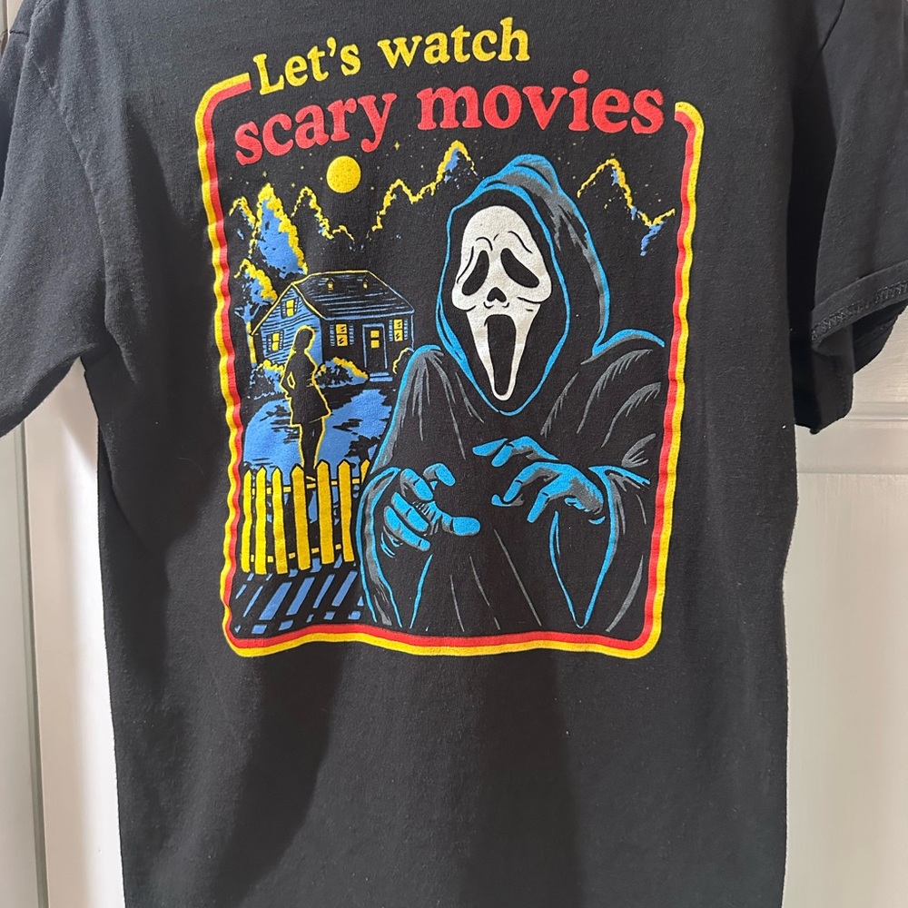 Black Graphic T-Shirt with Horror Design